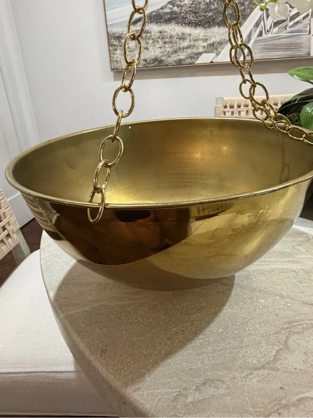 BrassHanging Decorative Bowl Vase - Modern Home Accent